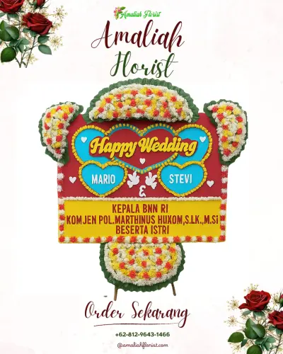 Karangan Papan Bunga Pernikahan di Sememi